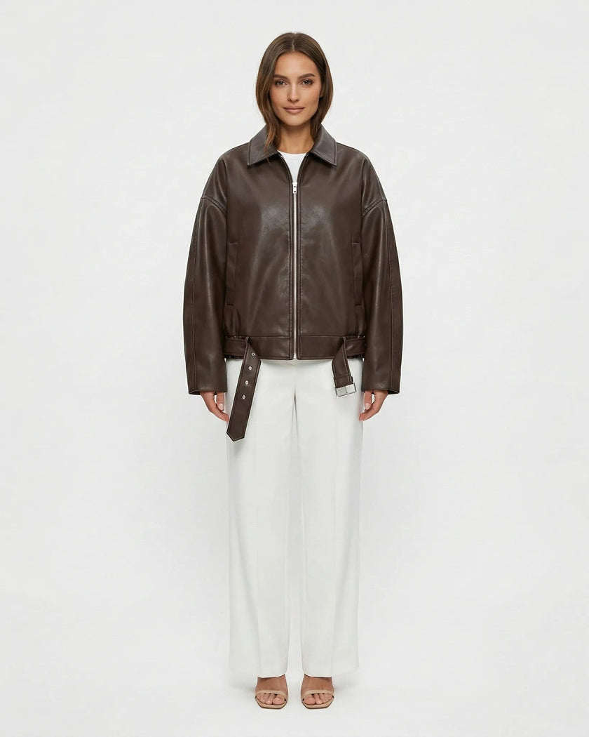 RAVEN VINTAGE LEATHER JACKET Brown Millie Blue