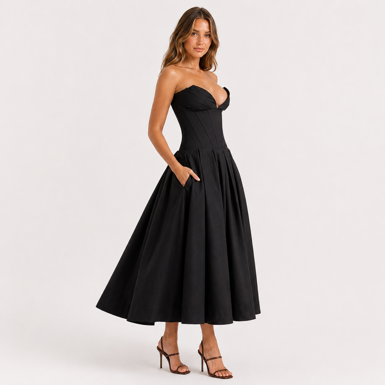 REENA CORSET MIDI DRESS Millie Blue