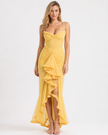 SERAPHINA RUFFLED GOWN Yellow Millie Blue