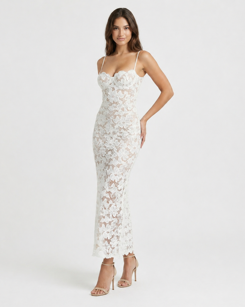 SERAPHINE LACE MIDI DRESS - Millie Blue
