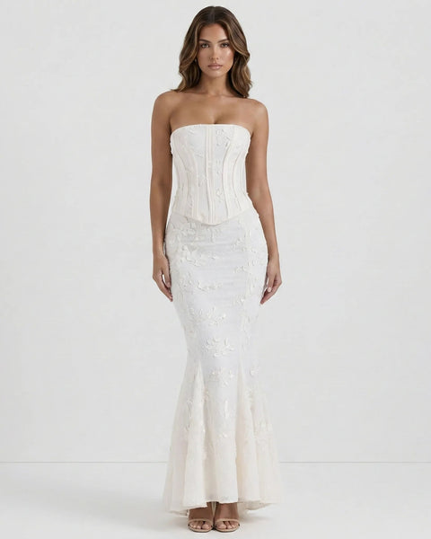 SERAPHINE TWO-PIECE CORSET DRESS White Millie Blue