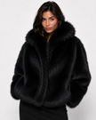 SERENA WIDE-COLLAR FUR COAT - Millie Blue
