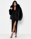 SERENA WIDE-COLLAR FUR COAT - Millie Blue
