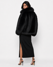 SERENA WIDE-COLLAR FUR COAT - Millie Blue