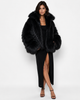SERENA WIDE-COLLAR FUR COAT - Millie Blue