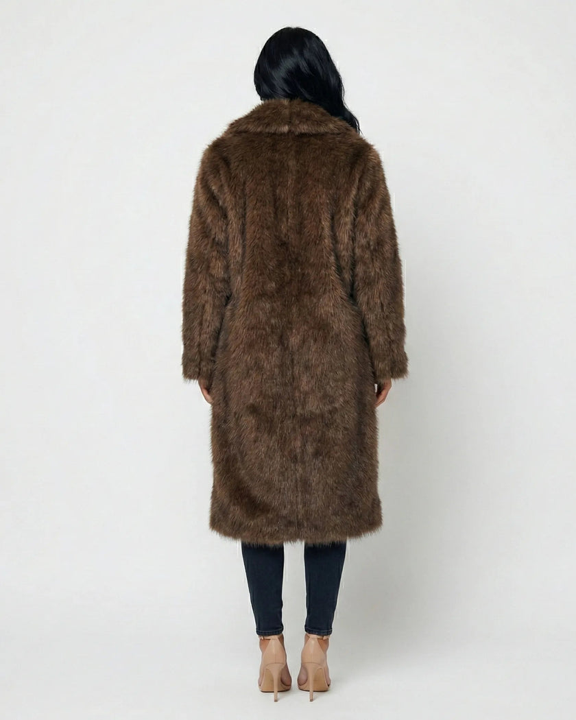 SIENNA LONG FAUX FUR COAT Millie Blue