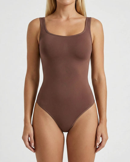 SQUARE NECK SCULPTING BODYSUIT Brown Millie Blue