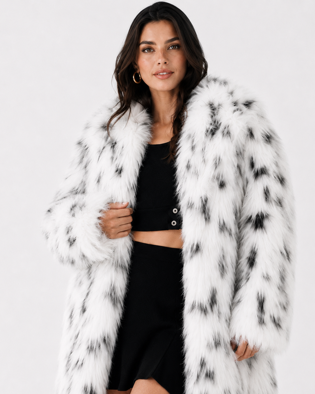 STELLA SPOTTED FUR COAT - Millie Blue