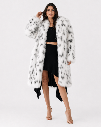 STELLA SPOTTED FUR COAT - Millie Blue
