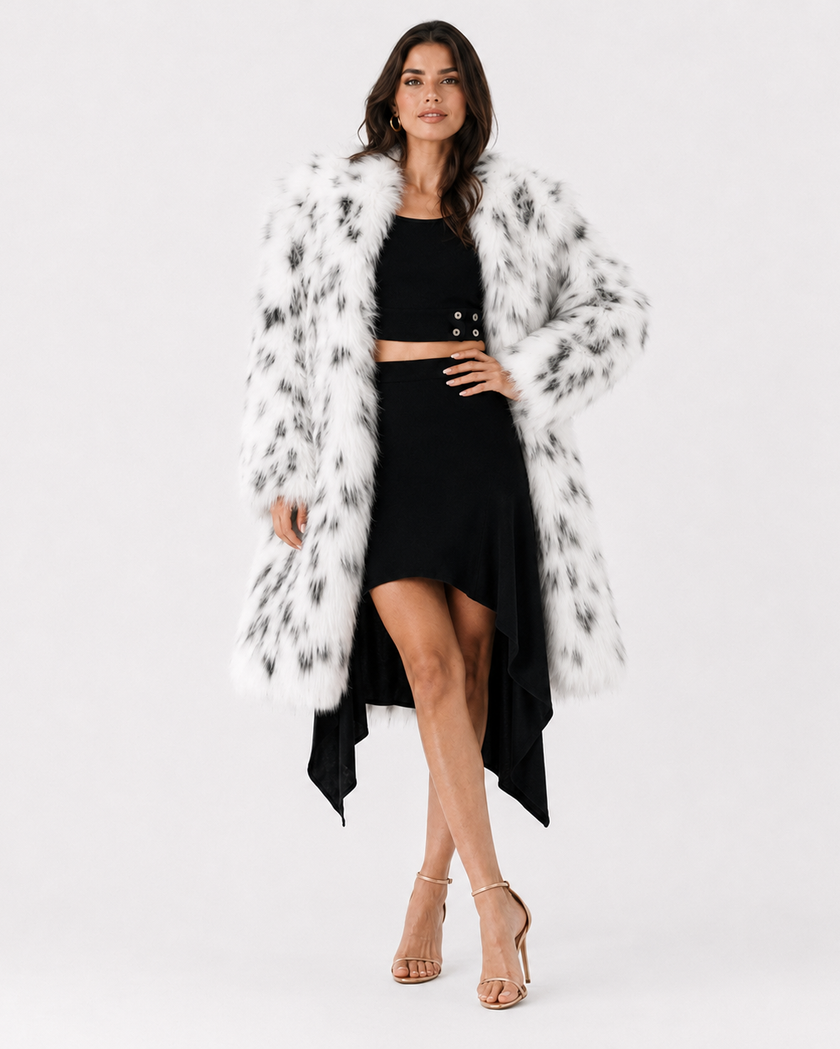 STELLA SPOTTED FUR COAT - Millie Blue