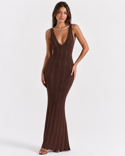 VALENCIA MAXI DRESS Brown Millie Blue
