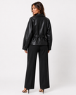 VALERIE BELTED LEATHER JACKET - Millie Blue