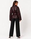 VALERIE BELTED LEATHER JACKET - Millie Blue