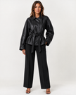 VALERIE BELTED LEATHER JACKET - Millie Blue