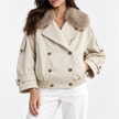 VENICE FAUX COLLAR SHORT JACKET - Millie Blue