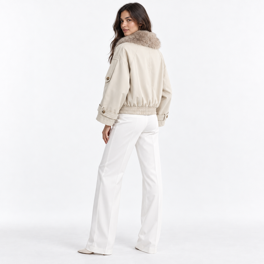 VENICE FAUX COLLAR SHORT JACKET - Millie Blue