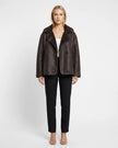 VICTORIA LEATHER JACKET Brown Millie Blue
